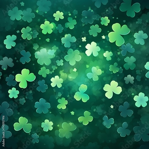Wallpaper of lucky clovers on a green background, St. Patrick's Day