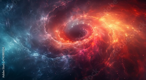 A breathtaking galactic vortex swirls with fiery hues, illuminating the vast expanse of the universe and reminding us of the infinite beauty and wonder of outer space