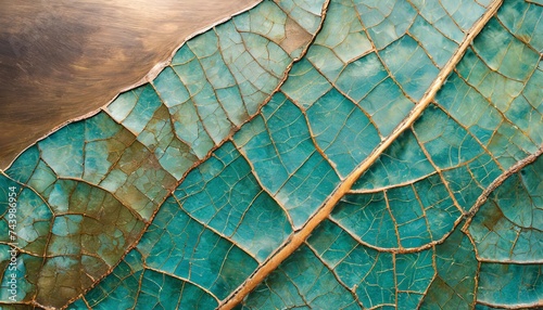 cracked teal patterns of verdigris on a bronze surface hint of kintsugi art