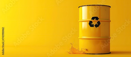 Spill kit yellow wheelie bin for health and safety of chemical oil diesel or petrol pollution leak. with copy space image. Place for adding text or design