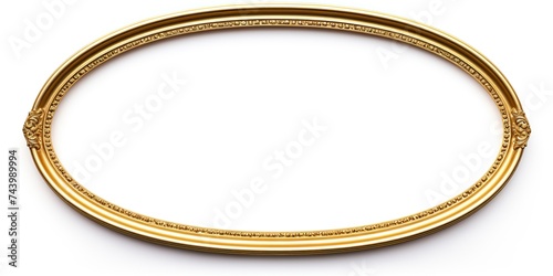 Vintage retro classic antique oval frame for picture decorative background. Golden old style elegance scene