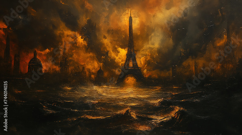 gothic painting of Eiffel Tower