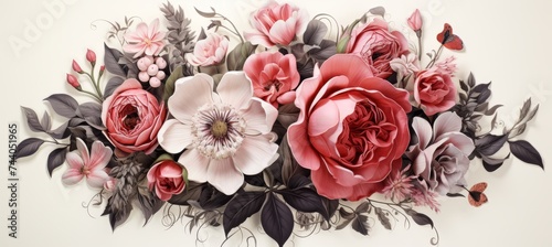 Vintage floral font design on transparent background for elegant projects and decorative purposes