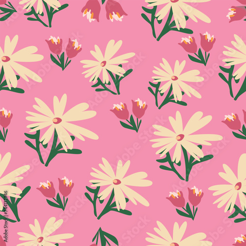 Floral watercolor seamless pattern with white beige and peach fuzz peony flowers, buds and green leaves on grey green background. For use in design, fabric, textile, scrapbooking, wallpaper