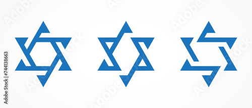 Star of David logo set. Simple Icon for hebrew, israel, jewish, judaism, god, holy, judaic, israeli, triangle, hanukkah, religion, religious, jerusalem, spirituality. Vector design graphic Element.