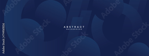 Abstract gradient dark navy blue web banner. dark blue light business banner design background. diagonal geometric pattern circle, and square shape for poster, cover, presentation, flyer, or header