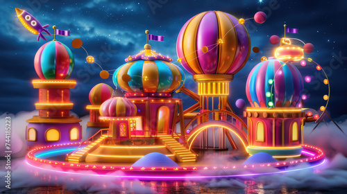 Galactic Fun: Space-Themed Amusement Park & Roller Coaster Thrills