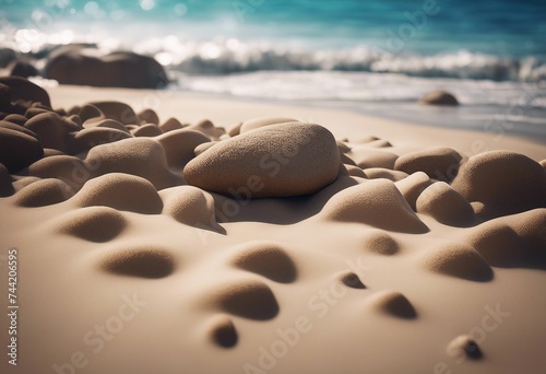 Reef rock beaches on sand seascape