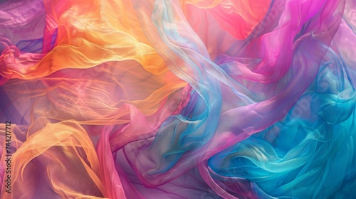 Silken Hues: Abstract background with transparent light silk colours and ample copy space - Perfect for textile design, fashion blogs, or celebrating International Colour Day