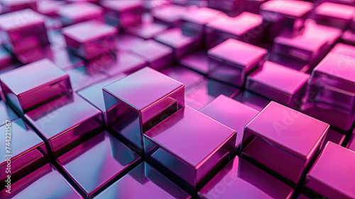 Modern Tech Background with Precisely Arranged Glossy Cubes