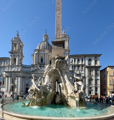 Fontana dei quattro fiumi is a fountain in the piazza navona in Rome designed by Bernini, Roma, Milan 