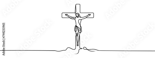 continuous line of Jesus christ.one line drawing of the Lord jesus being overtaken.line art of the event of the crucifixion of jesus christ