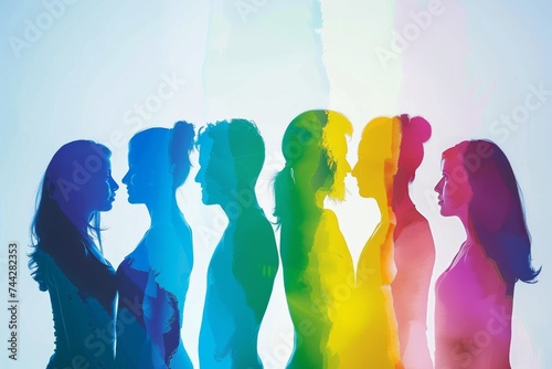 LGBTQ Pride spectral colors. Rainbow magenta colorful verdigris diversity Flag. Gradient motley colored gender spectrum LGBT rights parade festival shadowgraph pride community equality