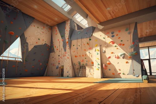 Rock climbing gym mockup. Safety sport. Generate Ai