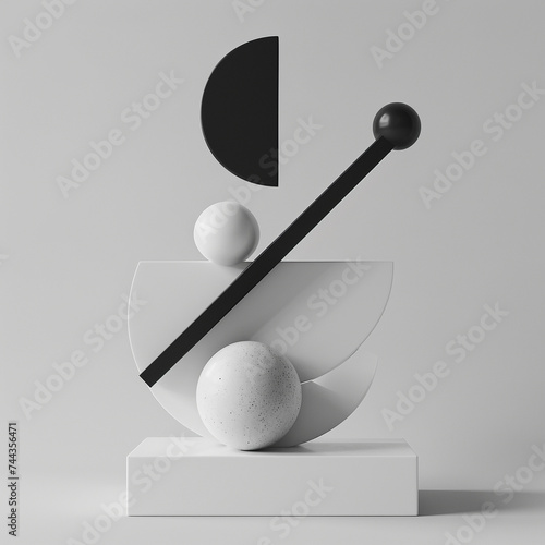 3d render of a minimalist geometric sculpture that plays with the idea of balance and tension