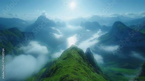 Swiss alpine ridge landscape Stunning alpine panorama with Jungfrau.