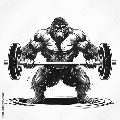 Bodybuilding concept with gorilla