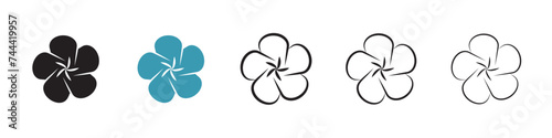 Plumeria Bloom Vector Icon Set. Exotic Frangipani Vector Symbol for UI Design.