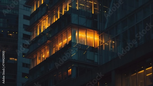view from outside of modern office building at night