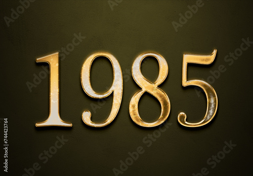 Old gold effect of year 1985 with 3D glossy style Mockup. 