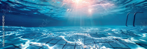 underwater pool in the summer, water wave underwater blue swimming pool, banner poster design