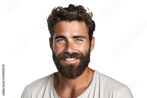 Handsome bearded man smiling, cut out