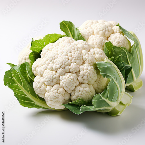 close-up of a cauliflower isolated on a perfectly white background