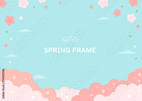 春の背景、桜と青空