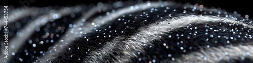 Close-up of a zebra fur with glitter particles