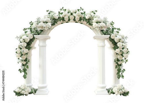 A wedding arch with columns isolated on transparent background.