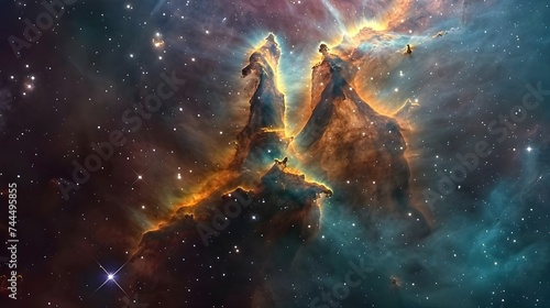 Majestic Pillars of Creation Nebula Space View Ai generated