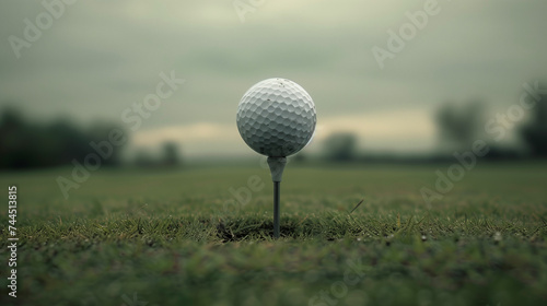 golf ball on tee on green grass