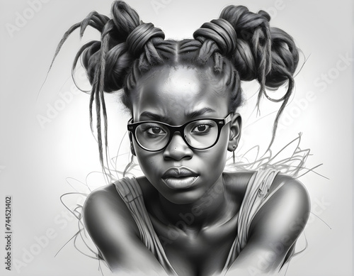 Ausdrucksstarke Pose: Skizze einer afrikanischen Frau in Aktion