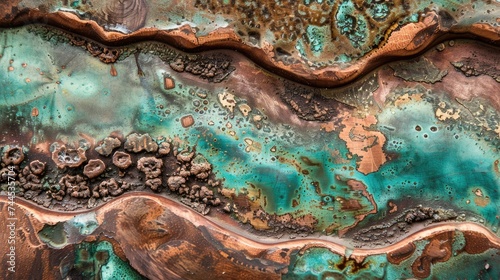 Rusty Patina Texture on Copper Abstract Background