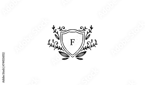 Luxury Alphabetical Abstract Floral Shield Logo