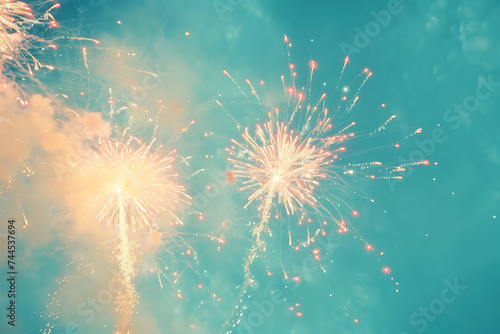 fireworks on a blue background in the style of decora