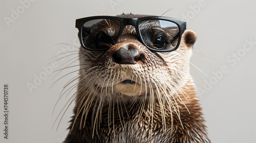 North American River Otter wearing sunglasses