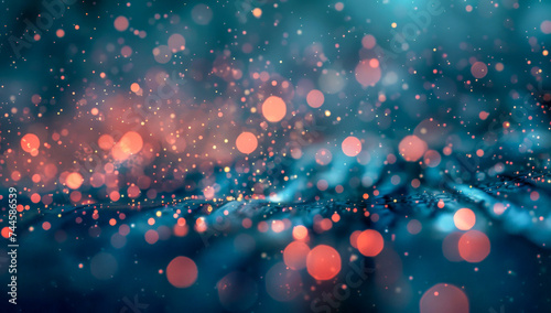 fondo de redes de internet representando el metaverso y el ciberespacio, con efecto bokeh en colores azul y naranja