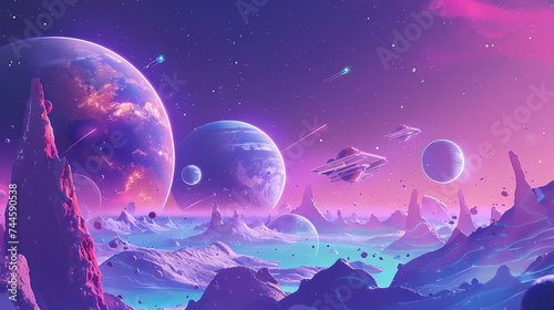 Cosmic Twilight Over Alien Landscape