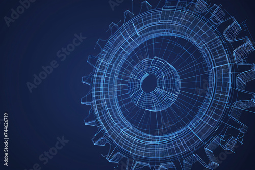 Blueprint of gear with circular pattern