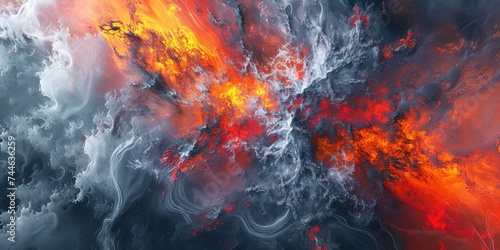 Intense and dynamic abstract texture with fiery, aggressive elements. Glowing and boiling effect. Generative AI
