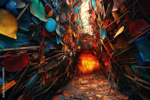 Immerse yourself in the vibrant hues of an artistic tunnel fashioned from a mosaic