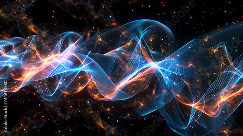 Abstract Glowing Energy Waves in Dark Space