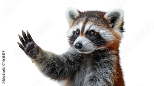 Small Raccoon Standing Up and Waving