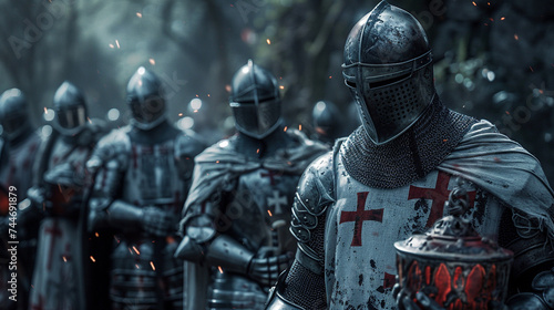 Templar knights finding the Holy Grail. 