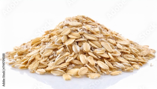 uncooked oat bran isolated on white background