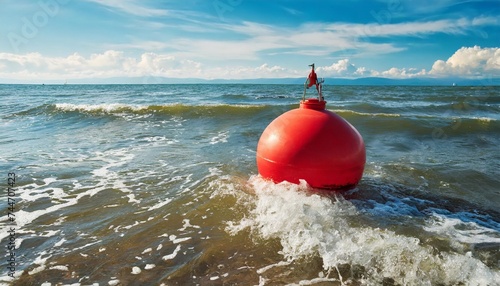 red buoy on the sea waves