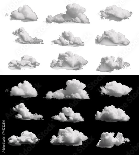 Realistic Cloud Formations Isolated on Transparent Background