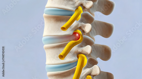 Human spine anatomy illustration _ Intervertebral disc herniation