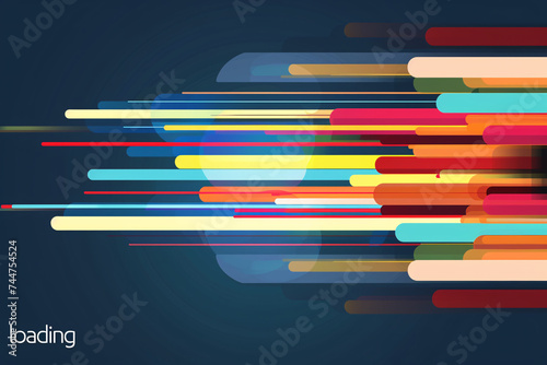 Abstract colored light streaks on a dark loading screen